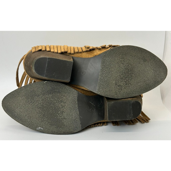 Coconuts By Matisse Lambert Saddle Fringe Ankle Boots Camel Western 8 Faux Suede - Picture 12 of 14